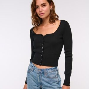 Abercrombie and fitch black sweetheart neckline cardigan
